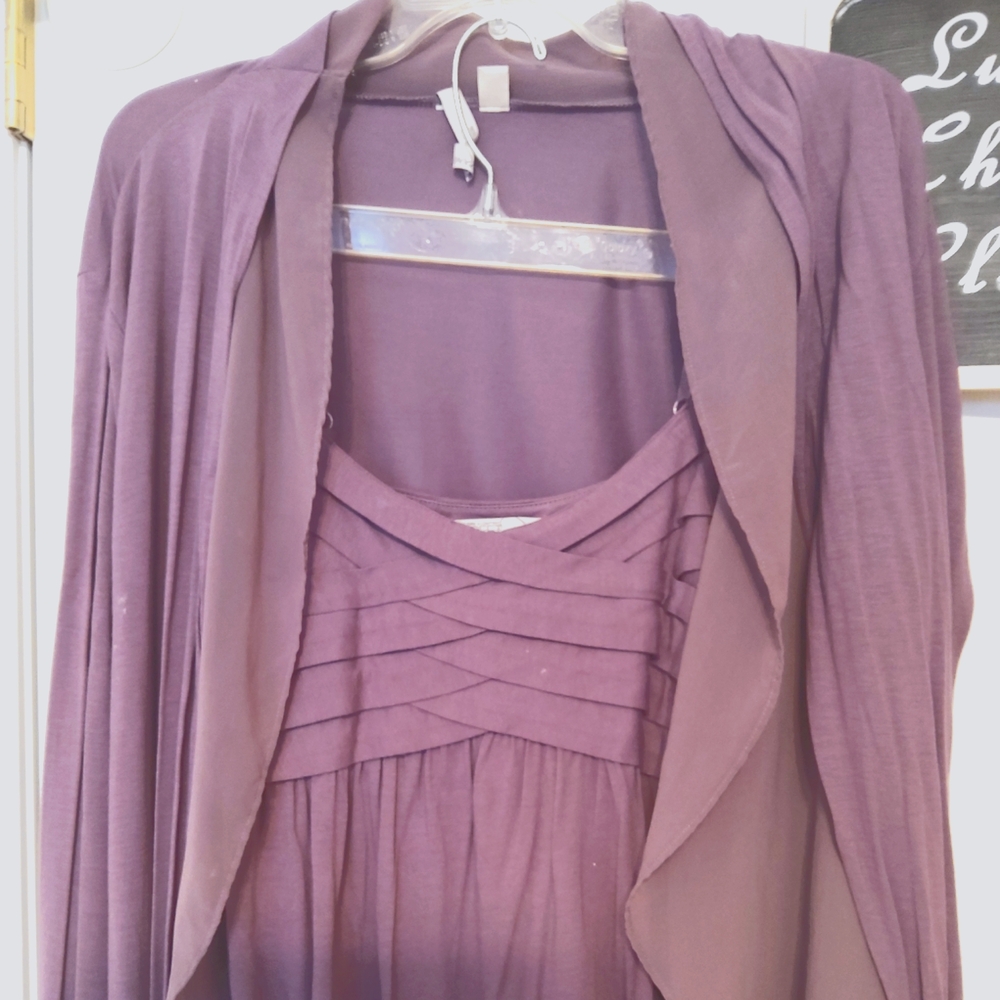 NEW YORK &CO Dress & Draped Cardigan Set M